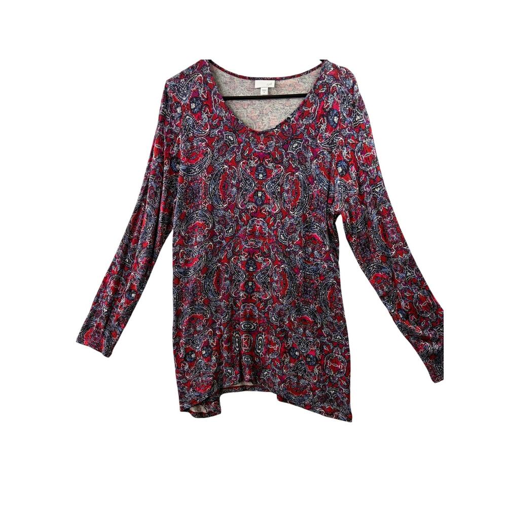 J. Jill Red Paisley Asymmetrical Tunic – Size M